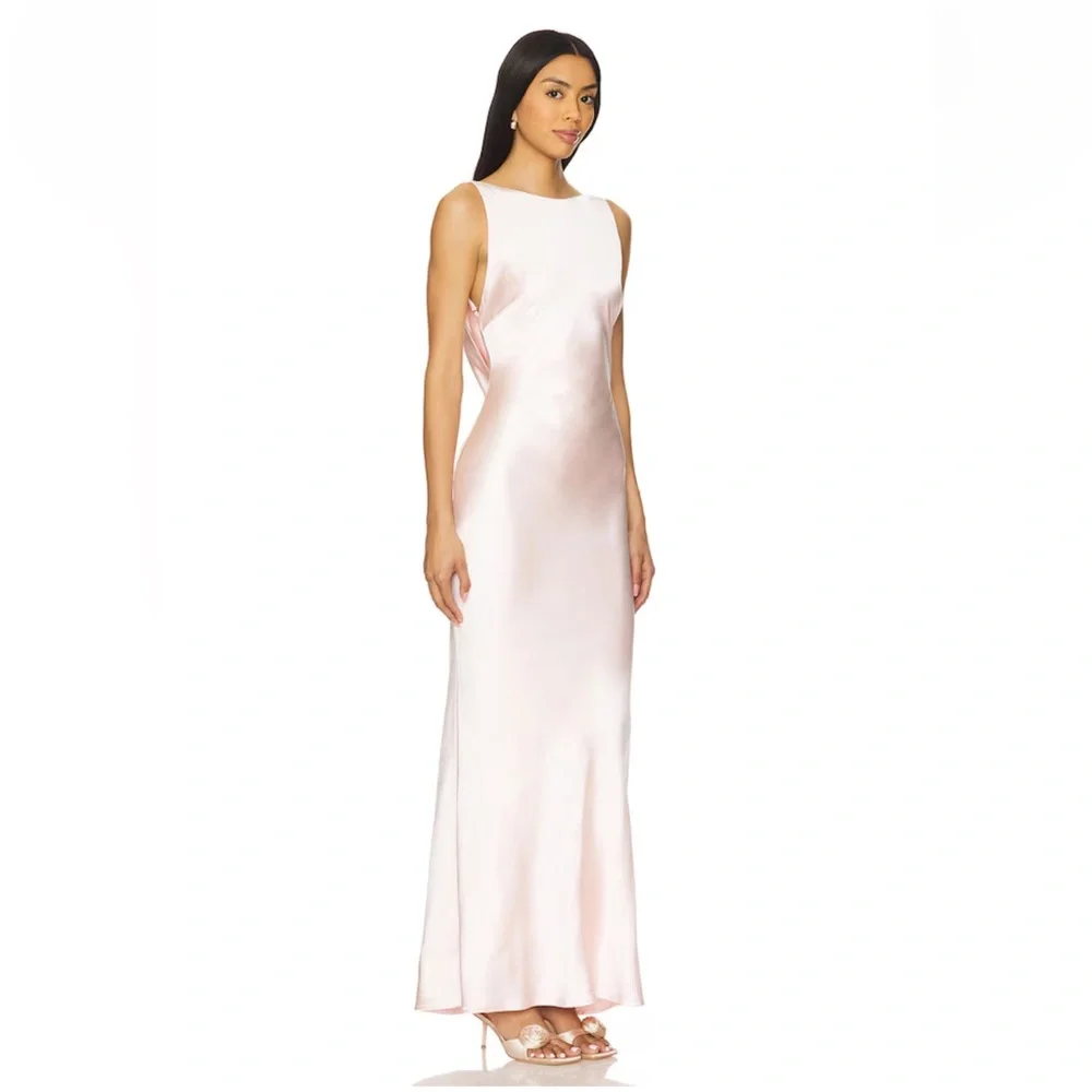 Runaway the Label Raelyn Maxi Dress satin draped Soft Pink gown Revolve XS - Picture 3 of 12